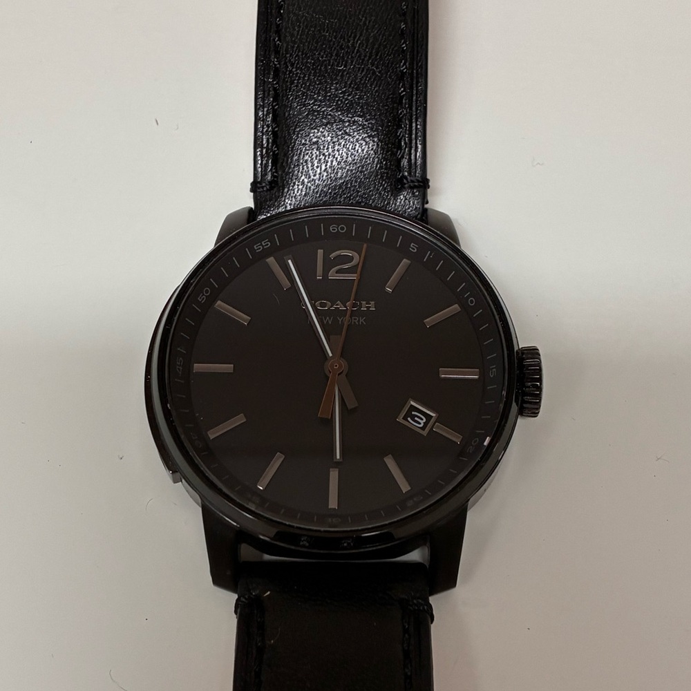 Coach Black Men's Leather Strap Watch